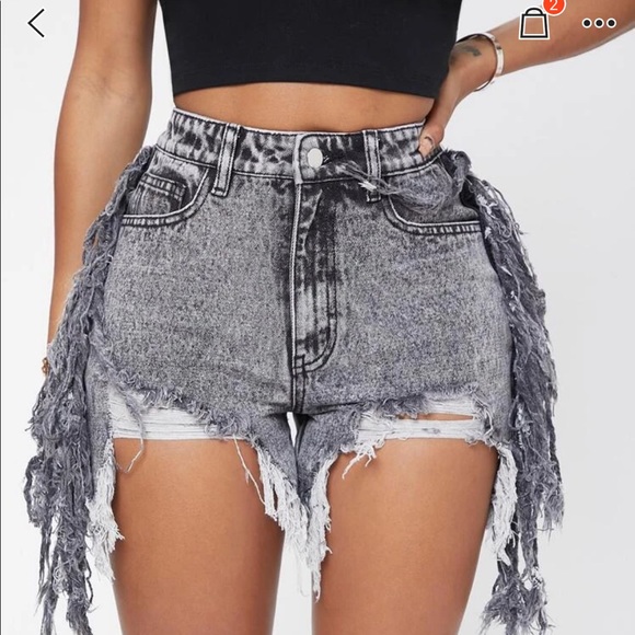 SHEIN Pants - fringe denim shorts from shein
